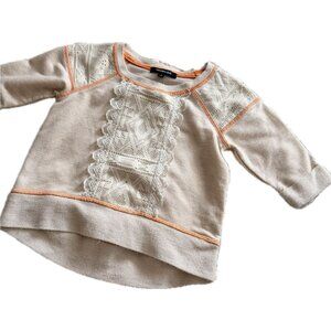 Takara Girls Lace Front 3/4 Sleeve Sweatshirt